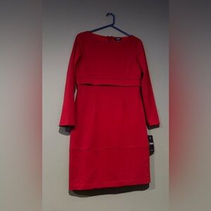Chaps Red Crew Neck Sheath Dress for Work